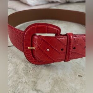 Lauren Ralph Lauren Scarlet Croc-Embossed Belt